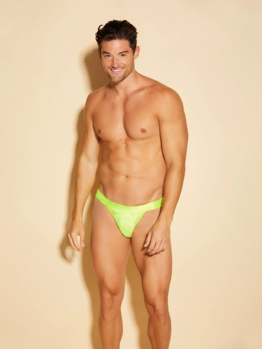 Cosabella Men's Lace Sports Brief in Neon Yellow